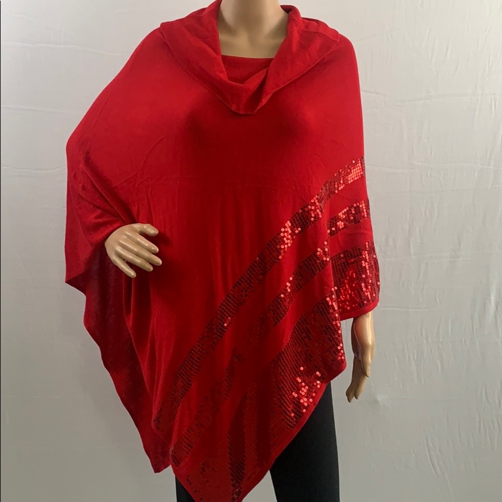 NWOT. Allisondaley red sequin poncho. Pullover